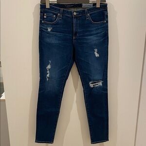 Women's The Legging Ankle Distressed Blue Jeans